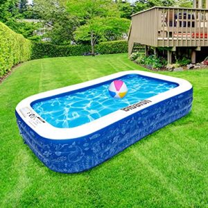 inflatable swimming pool, 118″ x 72″ x 20″ full-sized family pool, kiddie pool, blow up pool for baby, kids, kiddie, adult inflatable pool for backyard, outdoor, garden, ground & summer water party