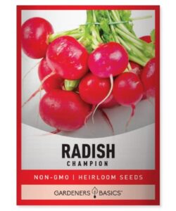 radish seeds for planting – champion variety heirloom, non-gmo vegetable seed – 2 grams of seeds great for outdoor spring, winter and fall gardening by gardeners basics