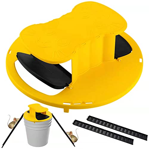 Mouse Trap Bucket, Bucket Lid Mouse Trap,Reusable Humane Mouse Traps for House Indoor,Auto Reset Rat Trap Compatible 5 Gallon Bucket