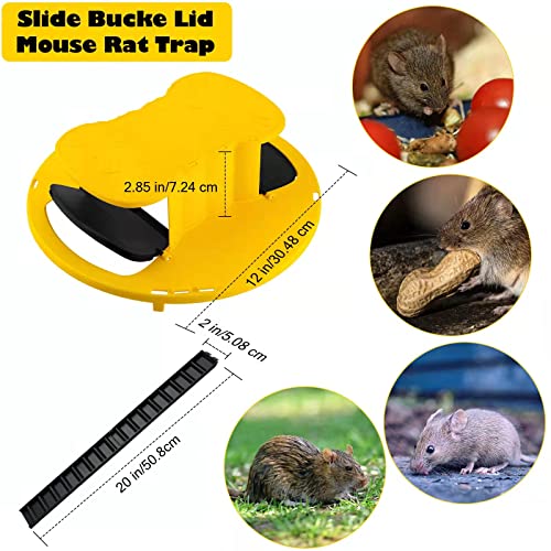 Mouse Trap Bucket, Bucket Lid Mouse Trap,Reusable Humane Mouse Traps for House Indoor,Auto Reset Rat Trap Compatible 5 Gallon Bucket