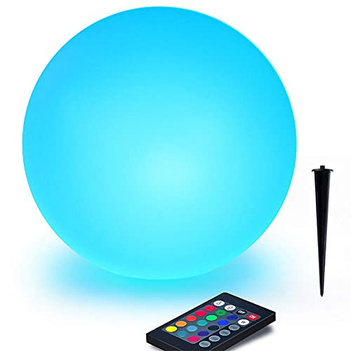 LOFTEK Solar Floating Pool Lights Ball, 8-inch 16 RGB Colors Dimming Waterproof Outdoor Decorative Light with Remote Control, Solar or USB Cable Charging LED Glow Sphere, Perfect for Pool, Garden