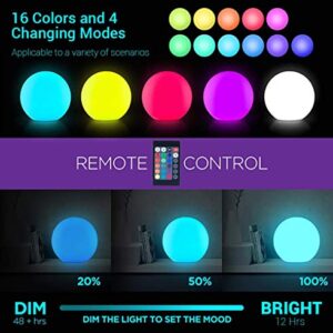 LOFTEK Solar Floating Pool Lights Ball, 8-inch 16 RGB Colors Dimming Waterproof Outdoor Decorative Light with Remote Control, Solar or USB Cable Charging LED Glow Sphere, Perfect for Pool, Garden