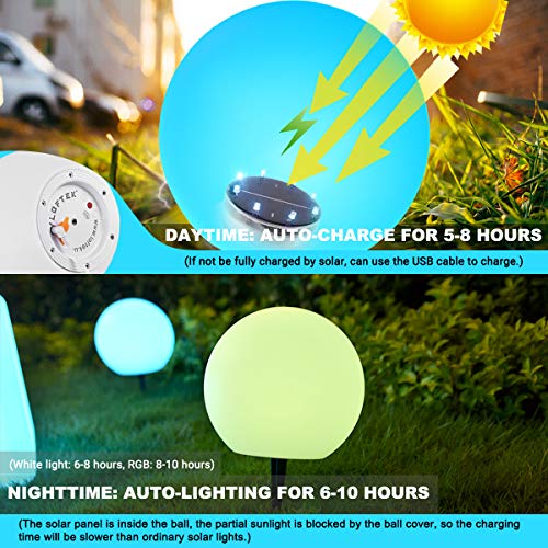 LOFTEK Solar Floating Pool Lights Ball, 8-inch 16 RGB Colors Dimming Waterproof Outdoor Decorative Light with Remote Control, Solar or USB Cable Charging LED Glow Sphere, Perfect for Pool, Garden