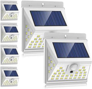lansow solar motion sensor light outdoor, [6 pack/3 modes/40 led] outdoor lights solar powered security lights wireless ip 65 waterproof for wall deck yard garage porch garden patio fence(6pk-white)