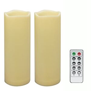 2 pcs 3″ x8″ waterproof outdoor battery operated flameless led pillar remote candles flickering plastic resin electric decorative light for lantern patio garden home decor party wedding decoration