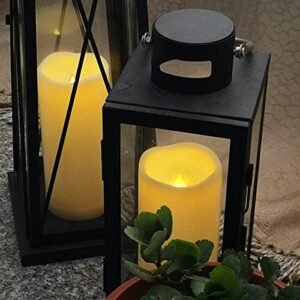 2 PCS 3" x8" Waterproof Outdoor Battery Operated Flameless LED Pillar Remote Candles Flickering Plastic Resin Electric Decorative Light for Lantern Patio Garden Home Decor Party Wedding Decoration