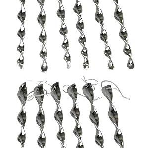 Home-X Extra Long Bird Deterrent Reflective Scare Rods -Ornaments, Outdoor Hawk and Duck Deterrent, Ornamental Spiral Deterrent Control Device, 12 Pack, 15" L x 1” W, Silver