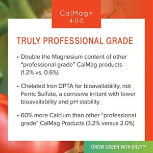 ENVY CalMag+ (4-0-0) Professional Grade Calcium, Magnesium and Iron Liquid Plant Food Supplement for Hydroponics & Soil (Quart)