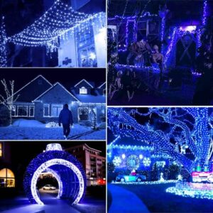 Liyade 2 Pack Blue Outdoor Solar Fairy Lights, 39.37ft 2X120 LED Halloween Decorative Fairy Lights with 8 Modes, Waterproof Copper Wire Lights for DIY Decoration Garden Party Wedding Patio Yard