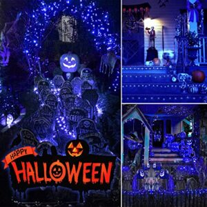 Liyade 2 Pack Blue Outdoor Solar Fairy Lights, 39.37ft 2X120 LED Halloween Decorative Fairy Lights with 8 Modes, Waterproof Copper Wire Lights for DIY Decoration Garden Party Wedding Patio Yard