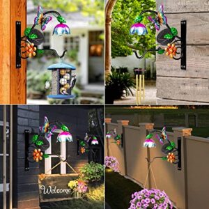 waitmin Solar Outdoor Lights Garden Wall Decor Art Butterfly Plant Hanger Hook for Hanging Plant Pots,Bird Feeders,Flower Basket,Wind Chimes,Lantern - 2 Pack