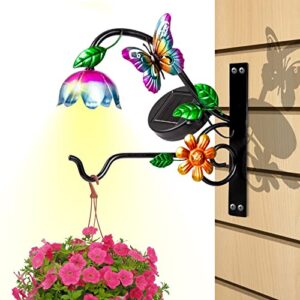 waitmin solar outdoor lights garden wall decor art butterfly plant hanger hook for hanging plant pots,bird feeders,flower basket,wind chimes,lantern – 2 pack