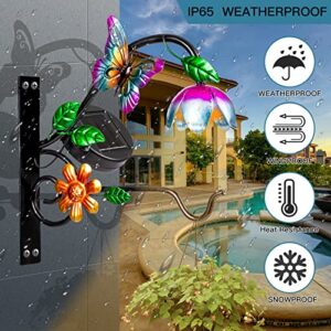 waitmin Solar Outdoor Lights Garden Wall Decor Art Butterfly Plant Hanger Hook for Hanging Plant Pots,Bird Feeders,Flower Basket,Wind Chimes,Lantern - 2 Pack