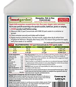 I Must Garden Mosquito Tick and Flea Concentrate: Kills and Repels Biting Insects from Yard – Natural and Pet Safe – Covers 4,000 Sq. Ft - 32oz