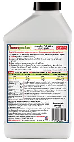 I Must Garden Mosquito Tick and Flea Concentrate: Kills and Repels Biting Insects from Yard – Natural and Pet Safe – Covers 4,000 Sq. Ft - 32oz