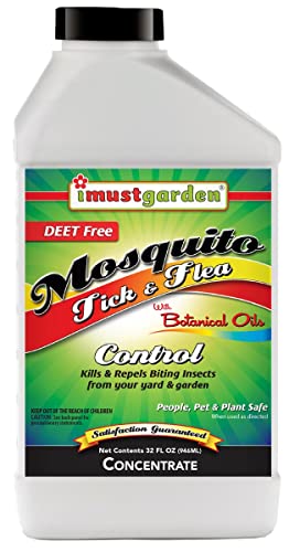 I Must Garden Mosquito Tick and Flea Concentrate: Kills and Repels Biting Insects from Yard – Natural and Pet Safe – Covers 4,000 Sq. Ft - 32oz