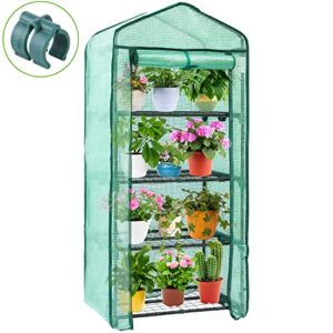 ohuhu mini greenhouse for indoor outdoor, small plastic plant green house 4-tier rack stand portable greenhouses with durable pe cover for seedling, 2.5×1.6×5.2 ft, ideal gardening gifts for women men