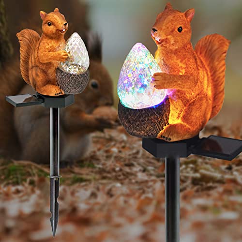 Squirrel Solar Garden Lights,Upgraded Outdoor Decor Solar Squirrel Stake Lights Waterproof Squirrel Decorative Lights for Yard Patio Garden Lawn Decor -1 Pack