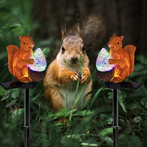 Squirrel Solar Garden Lights,Upgraded Outdoor Decor Solar Squirrel Stake Lights Waterproof Squirrel Decorative Lights for Yard Patio Garden Lawn Decor -1 Pack