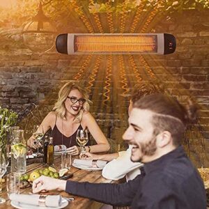 outdoor electric patio heater, floor standing space infrared heat lamp, 2500w wall mounted garden heater, remote control, for large room, garage, office,without stand