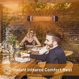 Outdoor Electric Patio Heater, Floor Standing Space Infrared Heat Lamp, 2500W Wall Mounted Garden Heater, Remote Control, for Large Room, Garage, Office,Without Stand