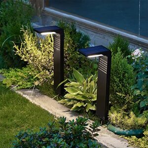 NATSUKAWA Solar Outdoor Lights Waterproof, L-Shaped Black Solar Pathway Lights,3 Lighting Modes Solar Powered for Pathway Garden Yard Spot- 2 Pack White