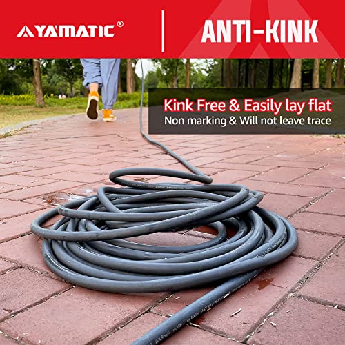 YAMATIC Super Flexible Pressure Washer Hose 50FT X 1/4", Kink Resistant Real 3200 PSI Heavy Duty Power Washer Extension Replacement Hose With M22-14mm x 3/8" Quick Connect Kit For Gas & Electric, Grey