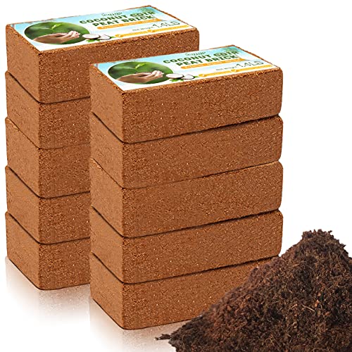 Legigo Pack of 10 Organic Coco Coir Bricks- 100% Natural Compressed Coco Peat Brick Coconut Fiber Substrate with Low EC&pH Balance, Coir Plant Soil Enhance Root Growth for Herbs, Flowers, House Plants