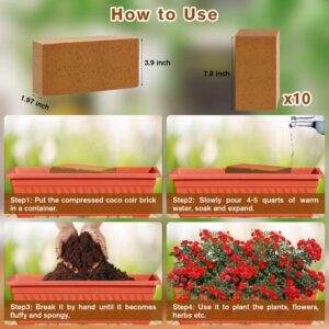 Legigo Pack of 10 Organic Coco Coir Bricks- 100% Natural Compressed Coco Peat Brick Coconut Fiber Substrate with Low EC&pH Balance, Coir Plant Soil Enhance Root Growth for Herbs, Flowers, House Plants