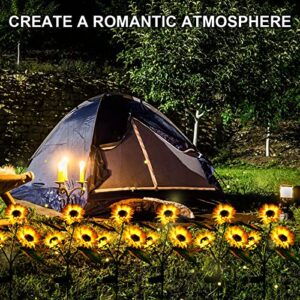 TIMGHKS Solar Sunflower Lights - Outdoor Solar Garden Lights IP65 Water-Resistant with 3 Sunflower Lights Auto On/Off Suitable for Garden,Yard,Bbackyard,Lawn,Pathway Decor 2 Pack (3 Heads)