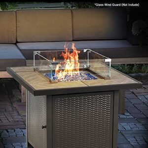 BALI OUTDOORS 32 Inch Gas Fire Pit Table, 50,000 BTU Outdoor Propane Gas Firepits for Patio and Garden, Brown