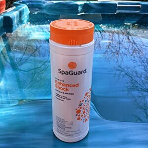 SpaGuard Enhanced Shock 2lb with LeisureQuip ScumBoat Scum Absorber and LeisureQuip Hot Tub Care E-Book