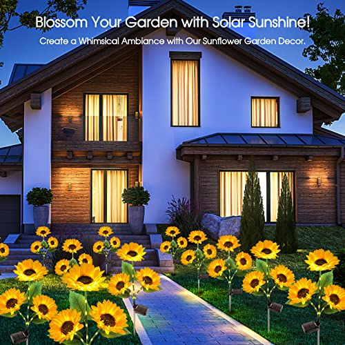 KOOPER Solar Lights Outdoor Garden Decor - Upgraded 3 Pack Solar Garden Lights with 9 Sunflower Lights, Waterproof Solar Outdoor Lights Auto ON/Off Solar Decorative Lights for Garden, Patio, Backyard