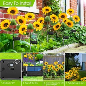 KOOPER Solar Lights Outdoor Garden Decor - Upgraded 3 Pack Solar Garden Lights with 9 Sunflower Lights, Waterproof Solar Outdoor Lights Auto ON/Off Solar Decorative Lights for Garden, Patio, Backyard