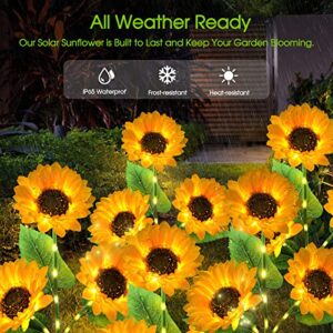 KOOPER Solar Lights Outdoor Garden Decor - Upgraded 3 Pack Solar Garden Lights with 9 Sunflower Lights, Waterproof Solar Outdoor Lights Auto ON/Off Solar Decorative Lights for Garden, Patio, Backyard