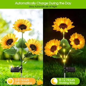 KOOPER Solar Lights Outdoor Garden Decor - Upgraded 3 Pack Solar Garden Lights with 9 Sunflower Lights, Waterproof Solar Outdoor Lights Auto ON/Off Solar Decorative Lights for Garden, Patio, Backyard