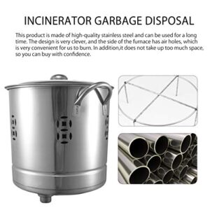 Hemoton 2Pcs Stainless Steel Burn Barrel Incinerator Cages Fire Pits with Double Handle Metal Garden Fire Cage Debris Burn Bin Pot for Wood Paper Leaf Trash Backyard Bonfire 30cm Silver