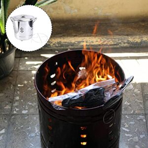 Hemoton 2Pcs Stainless Steel Burn Barrel Incinerator Cages Fire Pits with Double Handle Metal Garden Fire Cage Debris Burn Bin Pot for Wood Paper Leaf Trash Backyard Bonfire 30cm Silver