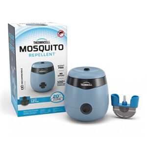 thermacell e55 e-series rechargeable mosquito repeller with 20′ mosquito protection zone; blue; includes 12-hr repellent refill; deet free bug spray alternative; scent free; no candle or flame