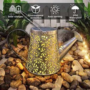 Solar Watering Can Garden Lights - Solar Lights Outdoor Garden Ornaments Waterproof Large Yard Statues Retro Copper Decorations for Home Patio with 35" Shepherd Hook