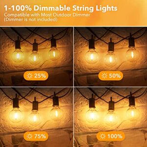 Brightown Outdoor String Lights 50FT- LED String Lights G40 Globe Patio Lights Energy Saving with 25 LED Bulbs, Shatterproof Hanging Outdoor Lights for Christmas Outside Garden Backyard Cafe