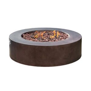 propane fire pit – outdoor patio – fire pit table – stainless steel burner patio heater with lava rocks and cover – 42″ round – dark brown 50,000 btu – by royal garden