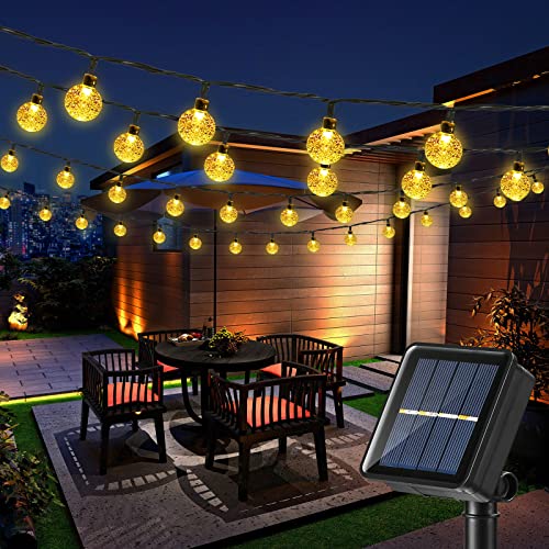 Joomer Solar String Lights Outdoor 100LED 72ft Crystal Globe Lights with 8 Lighting Modes, Waterproof Solar Powered Patio Lights for Outdoor Garden Yard Porch Wedding Party Home Decor (Warm White)