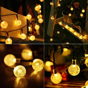 Joomer Solar String Lights Outdoor 100LED 72ft Crystal Globe Lights with 8 Lighting Modes, Waterproof Solar Powered Patio Lights for Outdoor Garden Yard Porch Wedding Party Home Decor (Warm White)