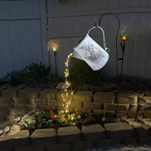 Star Shower Garden Art LED Light with Stake Firefly Bunch Lights Fairy Copper Wire Waterproof String Lights, Vine Solar Watering Can Lights Outdoor Garden Eid Mubarak Easter Metal Decor Lights (06)