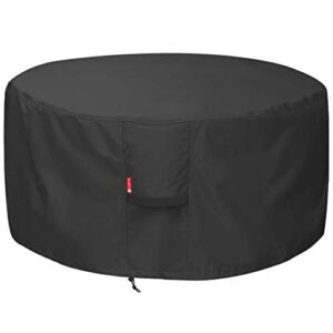 fire pit cover – waterproof 600d heavy duty round patio fire bowl cover black (round – 44”d x 24”h)