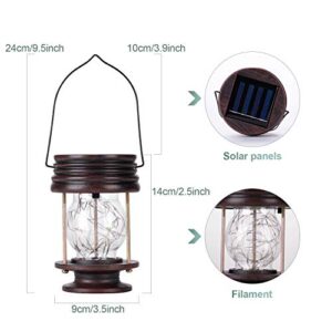Hanging Solar Lanterns Outdoor - 20 LED Solar Powered Christmas Fairy Lights, Landscape Waterproof Lanterns lamp with Retro Design for Patio, Yard, Garden and Pathway Decoration (Warm Light)