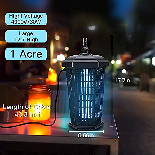 Intelligent Bug Zapper 4200V, 30W with Day/Dusk Control - Kills Mosquito, Pest Trap for Fly Gnat Moth, Insect for Home Garden, 1 Acre Coverage