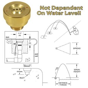 Deecaray Swimming Pool Spa Brass Deck Jet Fountain 3 Hole Nozzle with Ground Lug,Suitable for All Occasions of Fountains,Landscapes and Gardens