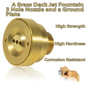 Deecaray Swimming Pool Spa Brass Deck Jet Fountain 3 Hole Nozzle with Ground Lug,Suitable for All Occasions of Fountains,Landscapes and Gardens